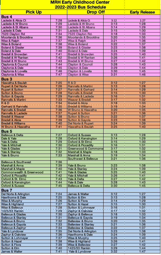 ECC Bus Schedules (revised November 2022)